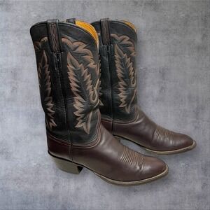 Lucchese Classics Handmade Boots Mens 12.5  Black Brown Western Cowboy